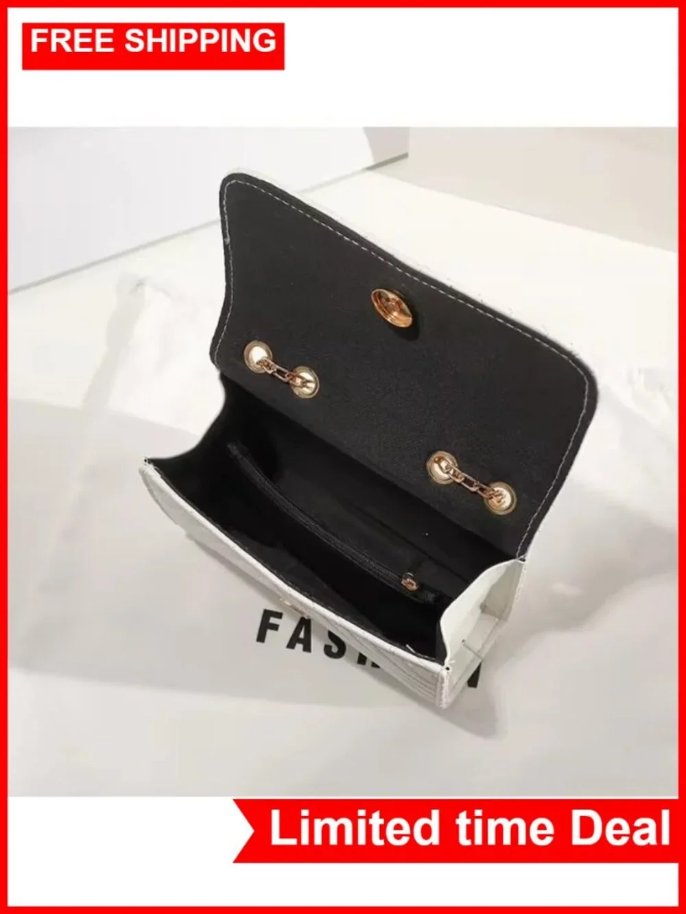 PU Leather Evening Bag Flap Crossbody Shoulder Bag Chain Strap